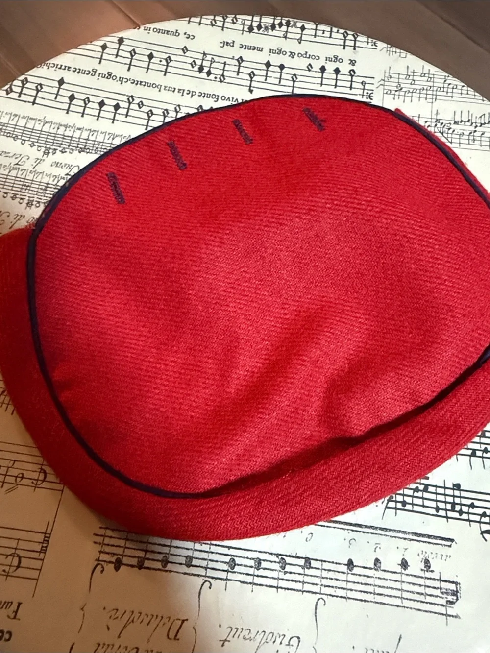 VTG Handmade Wooden Handle Pouch Bag Pink Canvas Red Wool Embroidered Whale